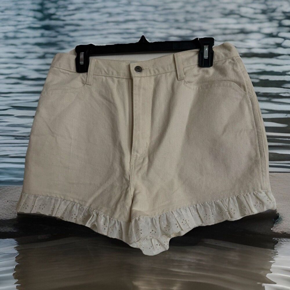 Vintage 80s Bonjour Women's Sz‎ 13/14 Eyelet Lace Short Granny core Shabby Chic